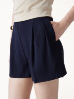 Stretch Ponte Pleated Wide Leg Shorts - Image 8