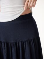 Cotton-Linen Gathered Midi Skirt with Pockets - Image 5