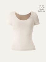 Scoop Neck Short Sleeve Cotton New Airy Bra Top - Image 9