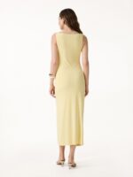Matte Smooth Boatneck Ruched Midi Bra Dress - Image 4