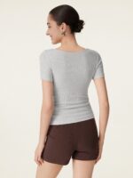 Scoop Neck Short Sleeve Cotton New Airy Bra Top - Image 4