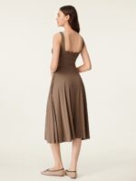 Square Neck Flowy New Airy Bra Midi Dress - Image 14
