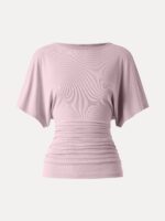Effortless Boatneck Batwing Sleeve Side Ruched Top - Image 15