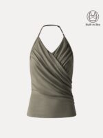 Modal Halter Neck Surplice Ruched Bandless Bra Top - Image 12