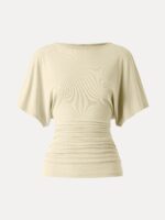 Effortless Boatneck Batwing Sleeve Side Ruched Top - Image 17