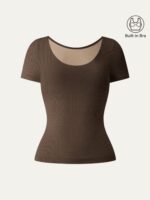 Scoop Neck Short Sleeve Cotton New Airy Bra Top - Image 7