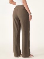 Wrinkle-resistant Cotton-linen Mid Rise Straight Leg Pant - Image 4