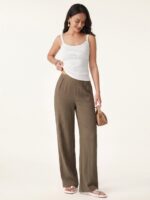 Wrinkle-resistant Cotton-linen Mid Rise Straight Leg Pant - Image 2