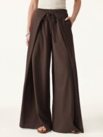 Bamboo Ponte Wrap-tie Palazzo Pant with Pockets - Image 3