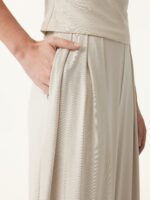 2Pcs Set Cowl Neck Ruched Top & Wide Leg Palazzo Pant with Pockets - Image 9