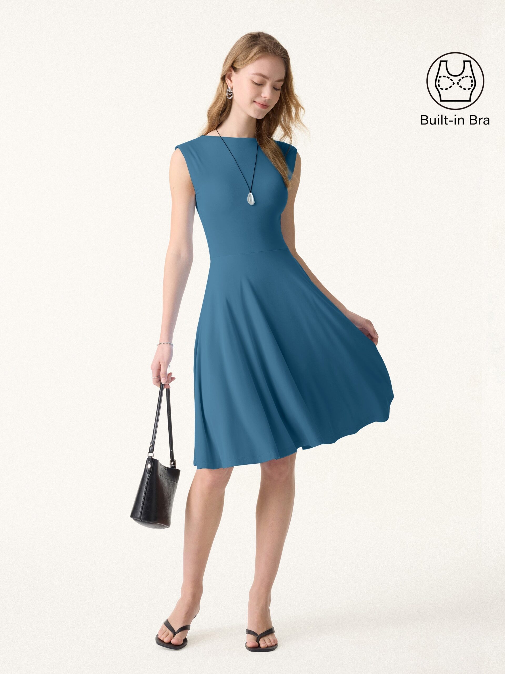20251223_lookbook_94650_58e585bb-d2da-496d-9a5f-dd04bd8f5e84 SkinKiss Boatneck Wide Shoulder Bra Dress with Pockets - Image 1