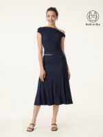 2Pcs Set Multi-wear Bra Top & Ruched A-line Midi Skirt - Image 3