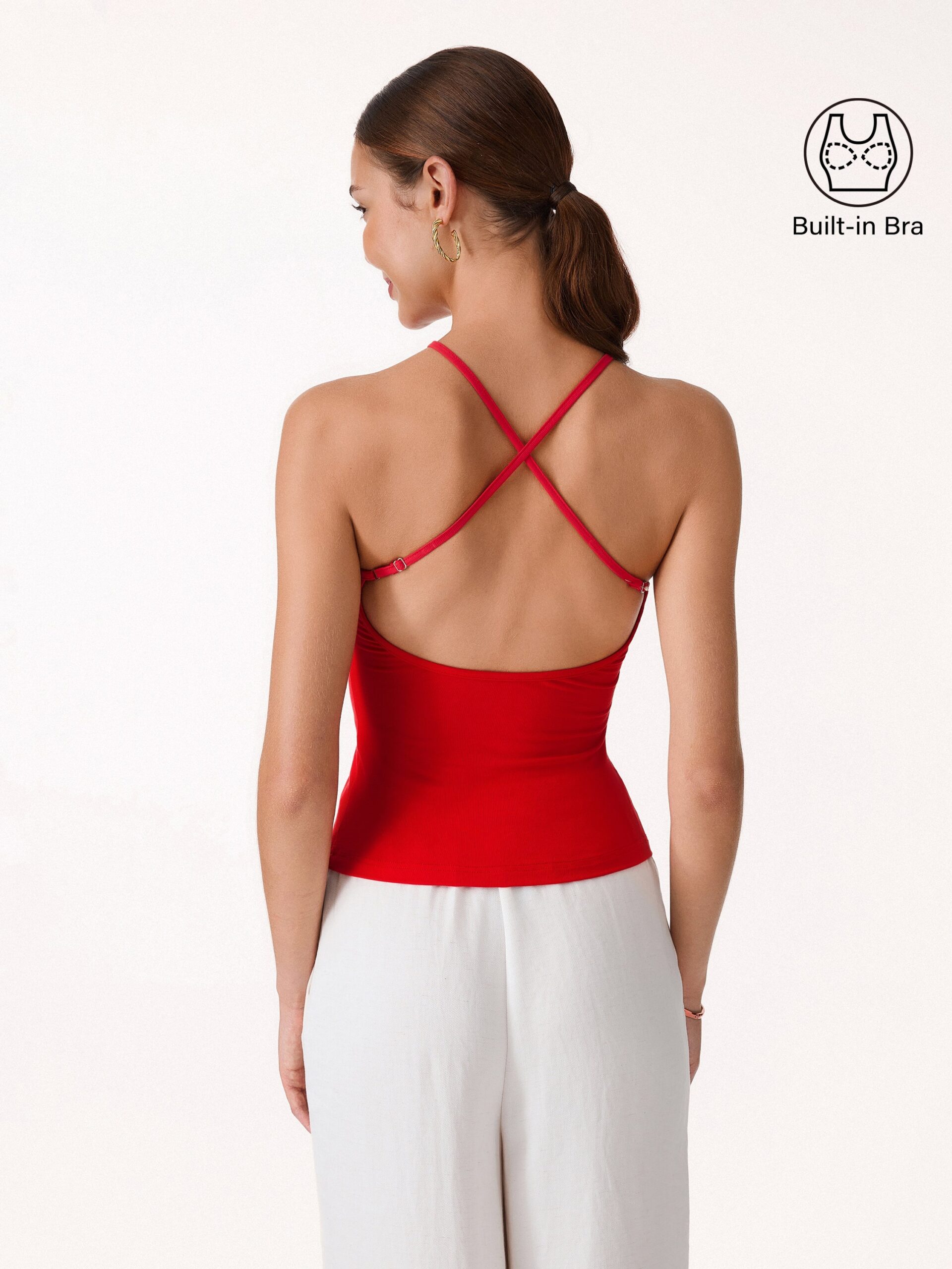 20260423_lookbook_147394 SkinKiss Round Neck Cross-Back Bandless Bra Top - Image 1