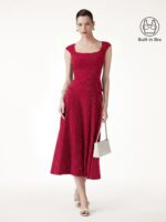 2Pcs Set Square Neck Bra Top & Midi Skirt with Pockets