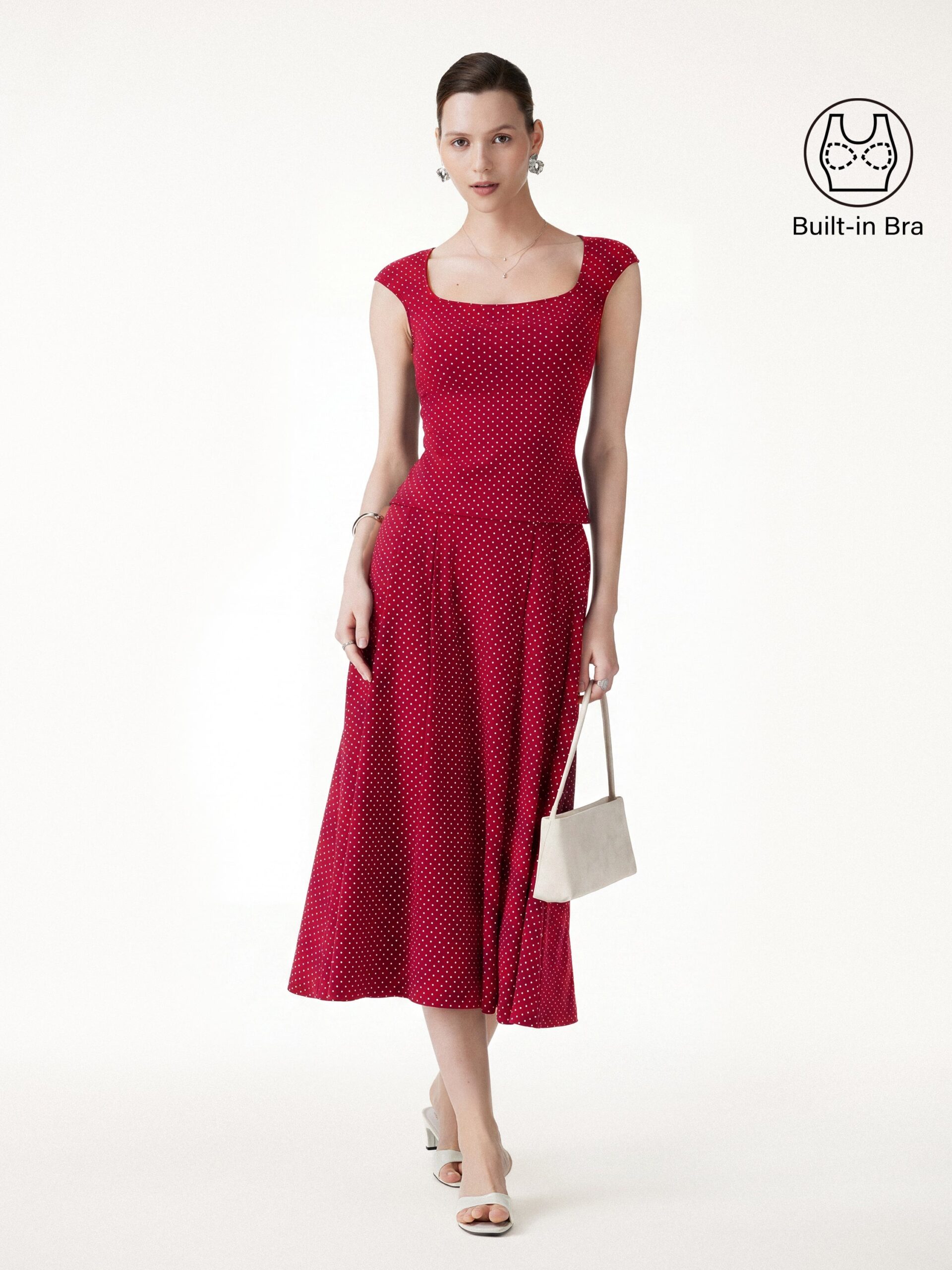 20260513lookbook_152563 2Pcs Set Square Neck Bra Top & Midi Skirt with Pockets - Image 1