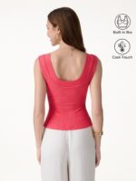 2Pcs Set U-Neck Bra Tank & Midi Skirt with Pockets - Image 4