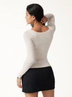 Light Warm Boatneck Ruched Brami Top - Image 4