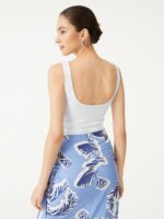2Pcs Set Open Back Bra Tank & Side Ruched A-line Midi Skirt - Image 5