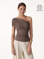 One Shoulder Gathered Bra Top - Image 3