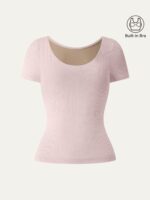 Scoop Neck Short Sleeve Cotton New Airy Bra Top - Image 11