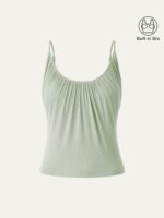 Scoop Neck Gathered Spaghetti Bra Tank - Image 11