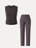 2Pcs Set Crewneck Tee & Mid Rise Tapered with Pockets - Image 10
