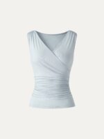CoolTouch Surplice Neck Gathered Waist Top - Image 12