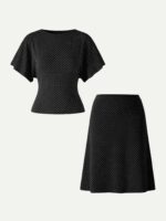 2Pcs Set Boatneck Flutter Sleeves Polka Dot Top & A-Line Flare Skirt Limited Edition - Image 8