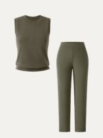 2Pcs Set Crewneck Tee & Mid Rise Tapered with Pockets - Image 9