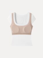 Stretch Cotton Square Neck Cap Sleeve Bra Top - Image 6