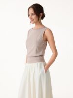 Cotton-Linen Blend Reversible Boatneck Low Back Top - Image 5