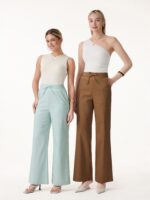Linen Drawstring Wide Leg Pant with Pockets - Image 2