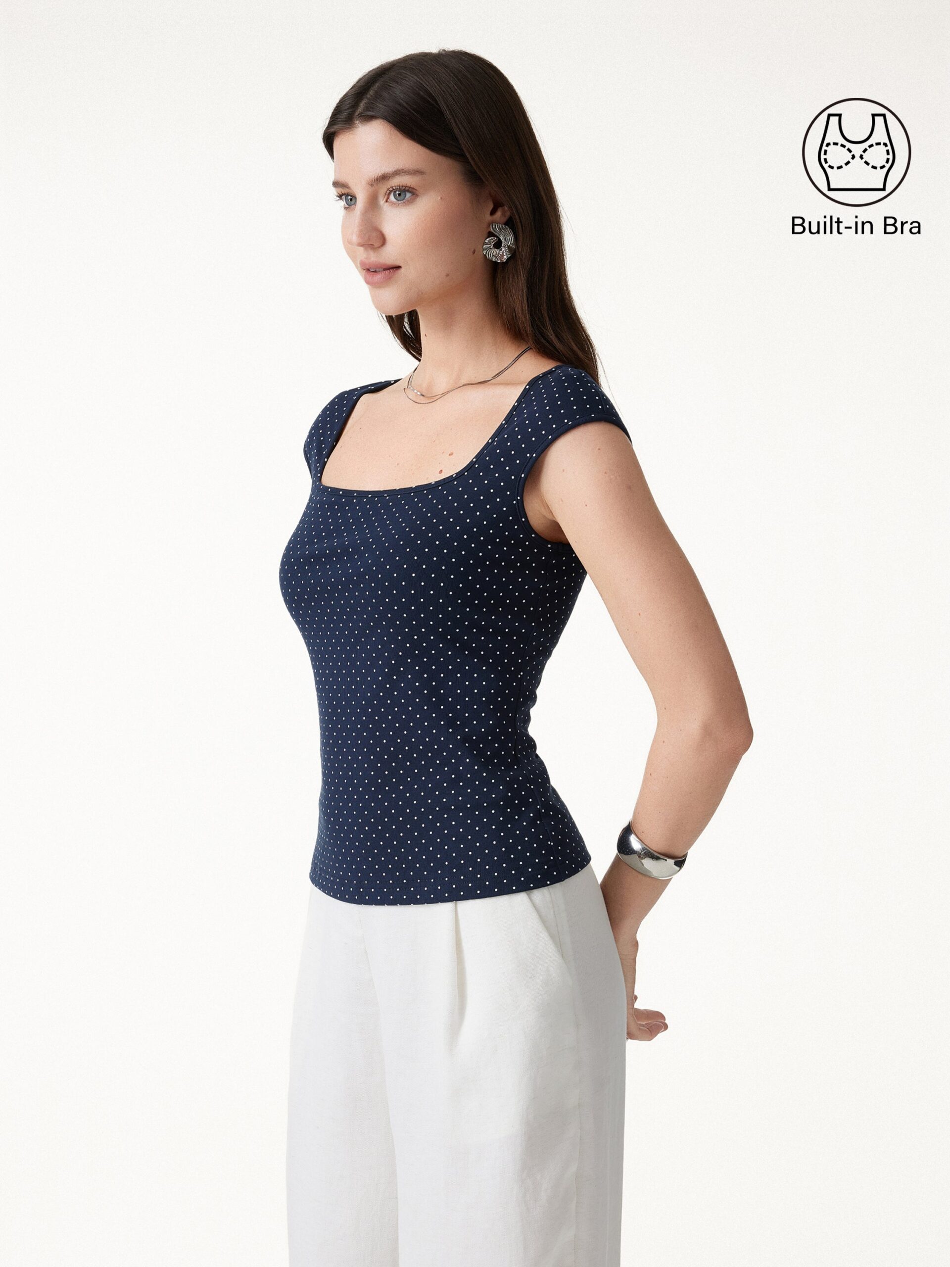4201c13863a7c53444755012ae3b6996 Polka Dots Square Neck Bra Top - Image 1
