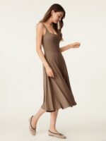 Square Neck Flowy New Airy Bra Midi Dress - Image 13