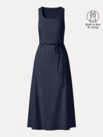 Linen Blend U-Neck Maxi Dress with Pockets - Image 7
