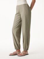 Linen-like High-Rise Balloon Jogger Pants with Pockets