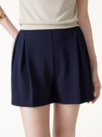 Stretch Ponte Pleated Wide Leg Shorts - Image 3