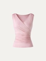 CoolTouch Surplice Neck Gathered Waist Top - Image 8