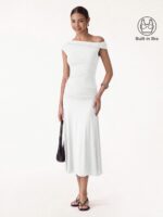2Pcs Set Multi-wear Bra Top & Ruched A-line Midi Skirt
