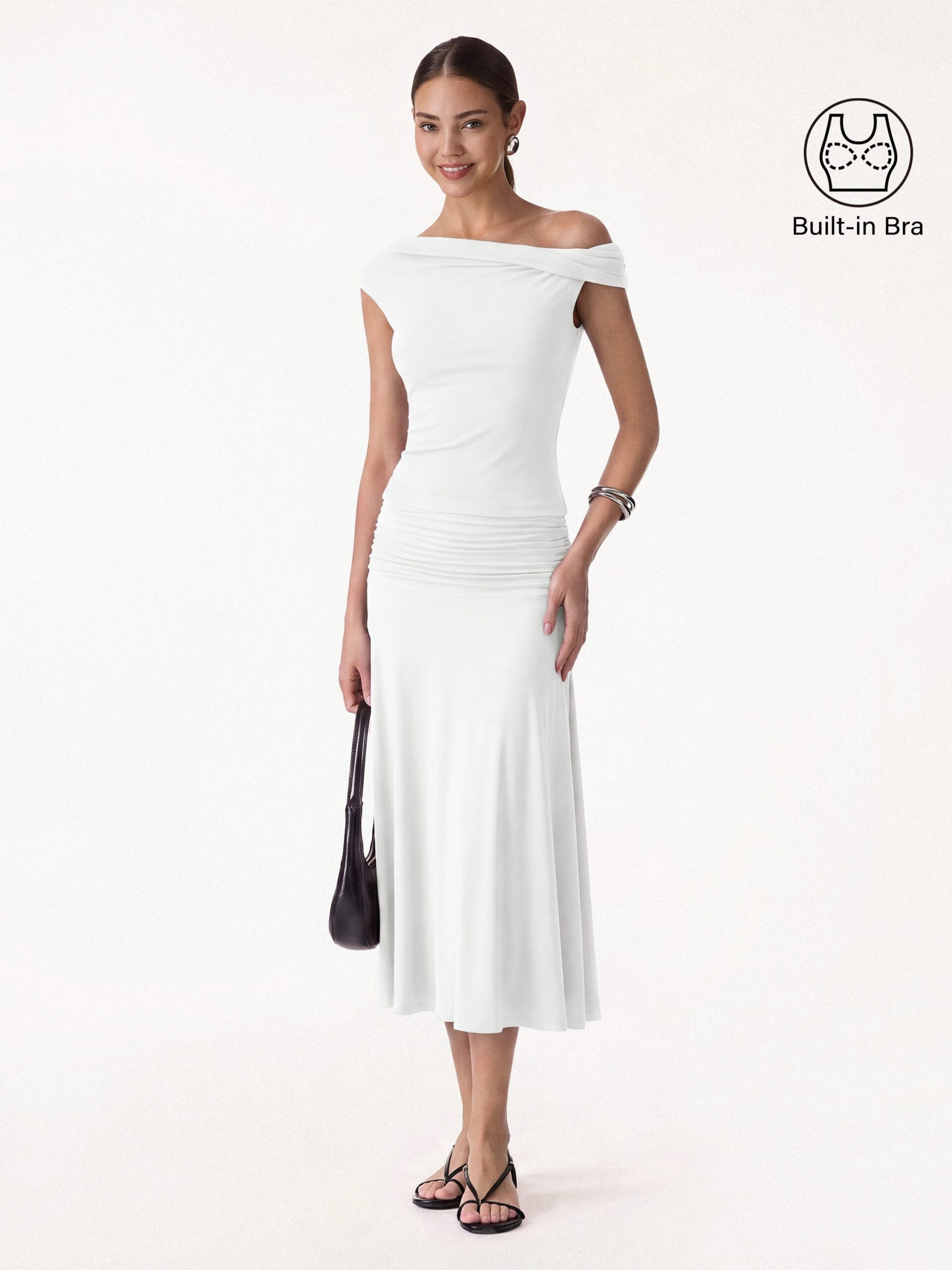 5_8ea7d36e-ed3a-42da-90c3-6bf70d574a73 2Pcs Set Multi-wear Bra Top & Ruched A-line Midi Skirt - Image 1