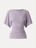 Effortless Boatneck Batwing Sleeve Side Ruched Top - Image 16