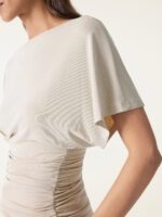 Effortless Boatneck Batwing Sleeve Side Ruched Top - Image 5