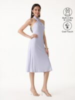 CoolTouch Criss-Cross Halter Open-Back Midi Bra Dress - Image 3
