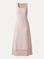 Linen Blend U-Neck Maxi Dress with Pockets - Image 5