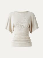 Effortless Boatneck Batwing Sleeve Side Ruched Top - Image 6