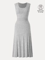 Scoop Neck Side Ruched New Airy Bra Midi Dress - Image 8