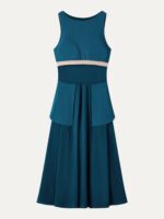 Boatneck Pleated Fit-and-Flare Midi Bra Dress with Pockets - Image 7