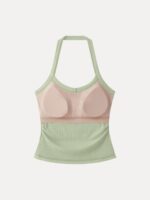 Halter Neck Side Ruched Ribbed Bra Tank - Image 6