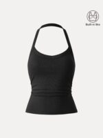 Halter Neck Side Ruched Ribbed Bra Tank - Image 7
