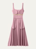 Square Neck Flowy New Airy Bra Midi Dress - Image 9